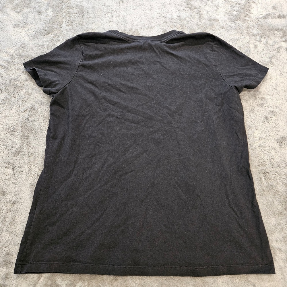 Nike Womens XL Black Graphic T-Shirt Pink Hearts Daisy Floral Swoosh Logo Tee - Picture 7 of 7